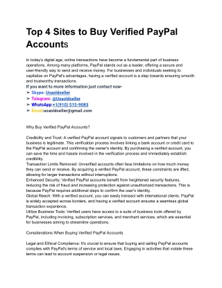 Top 4 Sites to Buy Verified PayPal Accounts