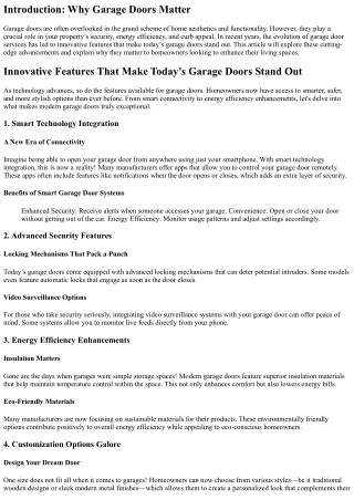 “Innovative Features That Make Today’s garage doors Stand Out”