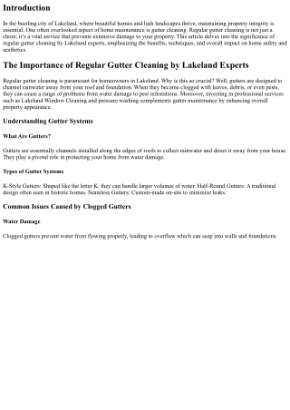 The Importance of Regular Gutter Cleaning by Lakeland Experts