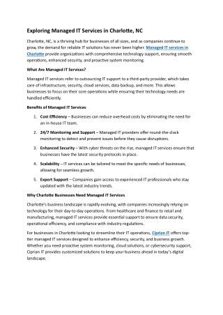 Exploring Managed IT Services in Charlotte