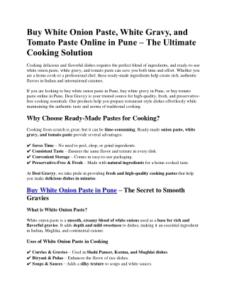 Ready to cook gravy - Ultimate Cooking Solution