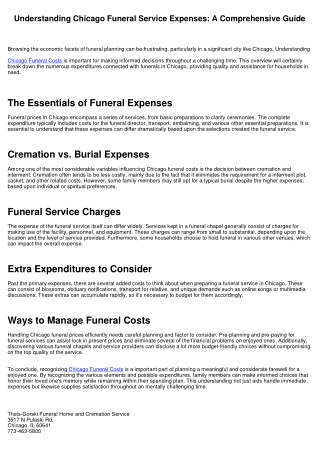 Recognizing Chicago Funeral Service Costs: A Comprehensive Overview