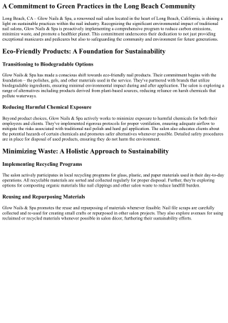 Glow Nails & Spa: Illuminating a Path to Sustainable Nail Salons in Long Beach