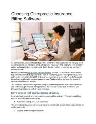 Choosing Chiropractic Insurance Billing Software
