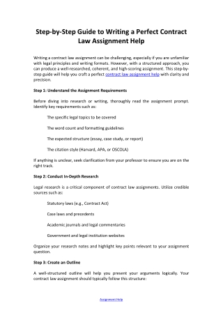 Step-by-Step Guide to Writing a Perfect Contract Law Assignment Help