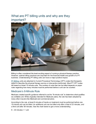 What are PT billing units and why are they important