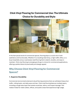 Click Vinyl Flooring for Commercial Use The Ultimate Choice