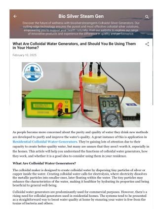 What Are Colloidal Water Generators, and Should You Be Using Them in Your Home