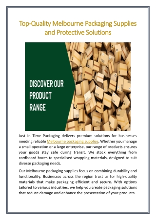 Top-Quality Melbourne Packaging Supplies and Protective Solutions