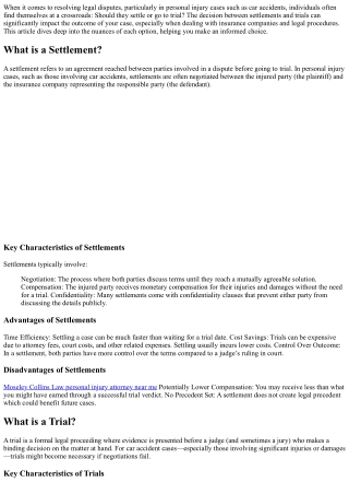 “Understanding the Differences Between Settlements and Trials”