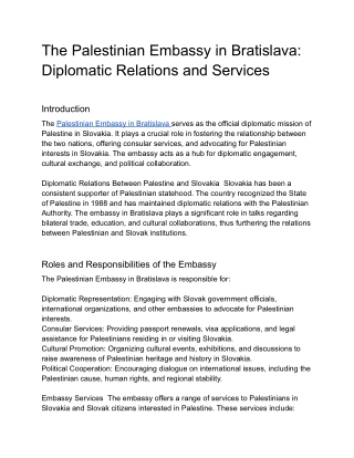 The Palestinian Embassy in Bratislava_ Diplomatic Relations and Services