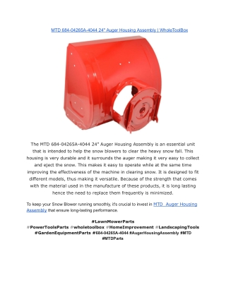 MTD 684-04265A-4044 24_ Auger Housing Assembly _ WholeToolBox