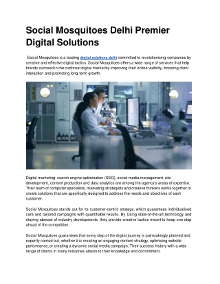 Social Mosquitoes Delhi Premier Digital Solutions