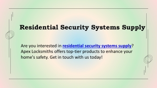 Residential Security Systems Supply