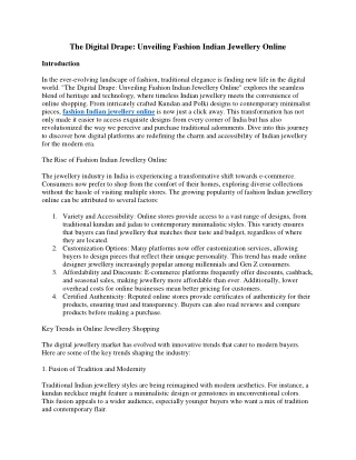 The Digital Drape: Unveiling Fashion Indian Jewellery Online