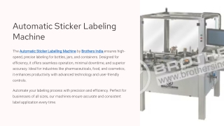 Automatic Sticker Labelling Machine | Brothers India