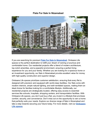 Flats For Sale In Nizamabad | Omkaara Life spaces