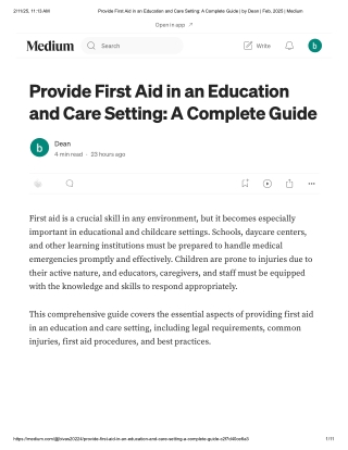 Provide First Aid in an Education and Care Setting_ A Complete Guide _ by Dean _ Feb, 2025 _ Medium