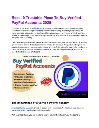 Best 10 Trustable Place To Buy Verified PayPal Accounts 2025