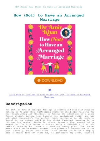 PDF Books How (Not) to Have an Arranged Marriage