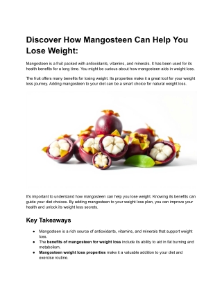 Discover How Mangosteen Can Help You Lose Weight_