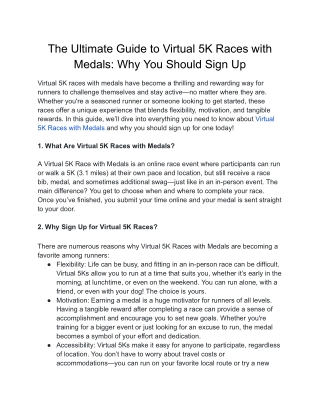 The Ultimate Guide to Virtual 5K Races with Medals: Why You Should Sign Up
