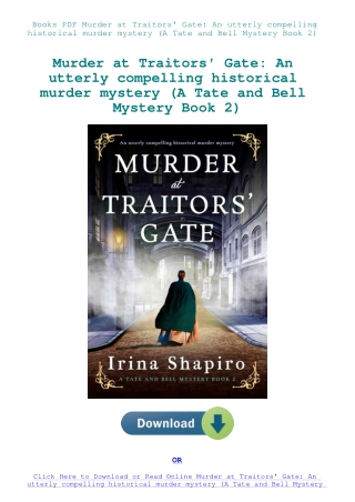 Books PDF Murder at Traitors' Gate An utterly compelling historical murder mystery (A Tate and Bell