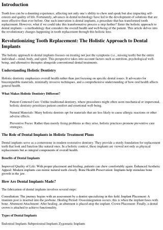 Revolutionizing Tooth Replacement: The Holistic Approach to Dental Implants