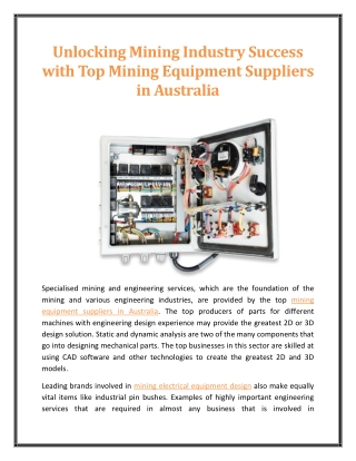Unlocking Mining Industry Success with Top Mining Equipment Suppliers in Australia