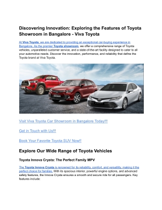 Discovering Innovation_ Exploring the Features of Toyota Showroom in Bangalore - Viva Toyota