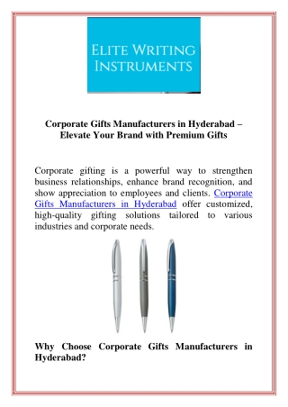 Corporate Gifts Manufacturers in Hyderabad  Elevate Your Brand with Premium Gifts