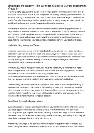 Unlocking Popularity: The Ultimate Guide to Buying Instagram Views in