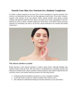 Nourish Your Skin: Key Nutrients for a Radiant Complexion