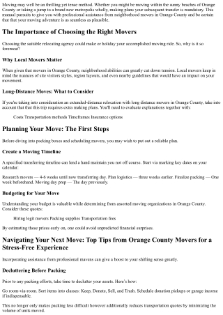Navigating Your Next Move: Top Tips from Orange County Movers for a Stress-Free