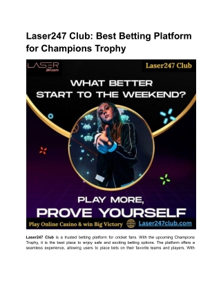 Laser247 Club_ Best Betting Platform for Champions Trophy
