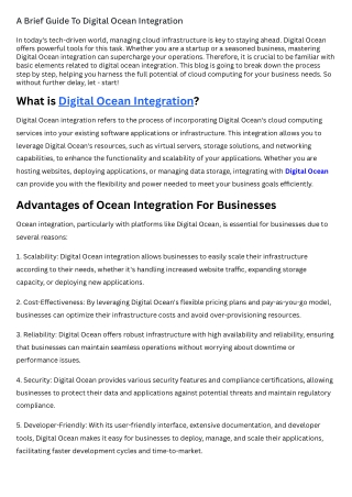 A Brief Guide To Digital Ocean Integration