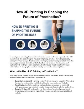 How 3D Printing is Shaping the Future of Prosthetics_