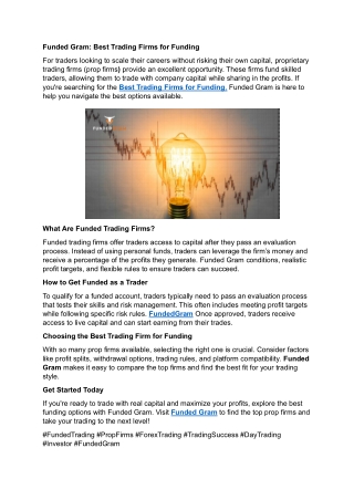 Funded Gram: Best Trading Firms for Funding