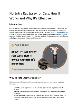 No Entry Rat Spray for Cars: How it Works and Why it's Effective