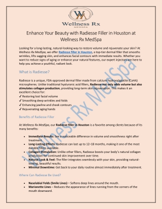 Radiesse Filler in Houston at Wellness Rx MedSpa