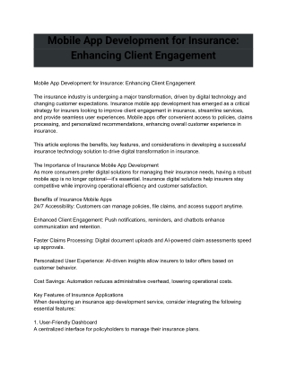 Mobile App Development for Insurance_ Enhancing Client Engagement