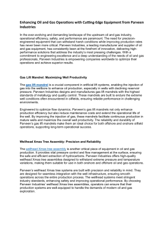 Enhancing oil and gas operations with cutting Parveen industries feb blog