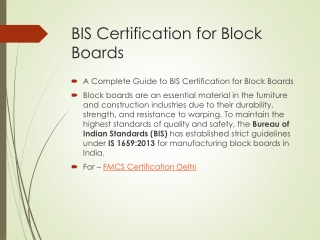 Get Mandatory BIS Certification For Block Boards