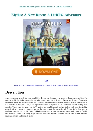 eBooks READ Elydes A New Dawn A LitRPG Adventure