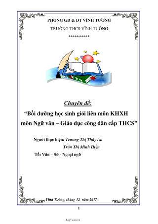 Chuyên đề Bồi dưỡng học sinh giỏi liên môn KHXH môn Ngữ văn – Giáo dục công dân cấp THCS