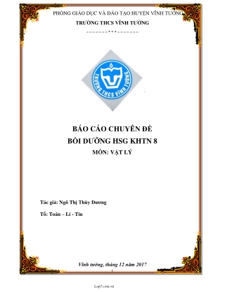 Chuyên đề Bồi dưỡng HSG KHTN 8