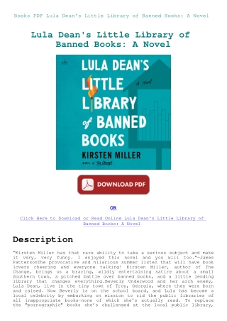 Books PDF Lula Dean's Little Library of Banned Books A Novel