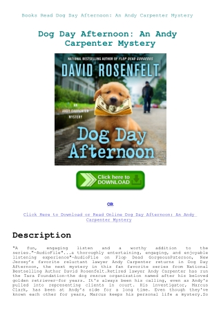 Books Read Dog Day Afternoon An Andy Carpenter Mystery