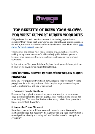 Top Benefits of Using Yoga Gloves for Wrist Support During Workouts