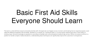 Basic First Aid Skills Everyone Should Learn